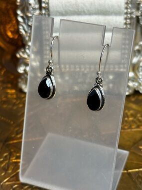 Black Onyx Sterling Silver S925 Dangle Earrings